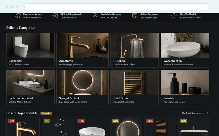 Screenshot der Demo 10 Merchant Center Ready Shop