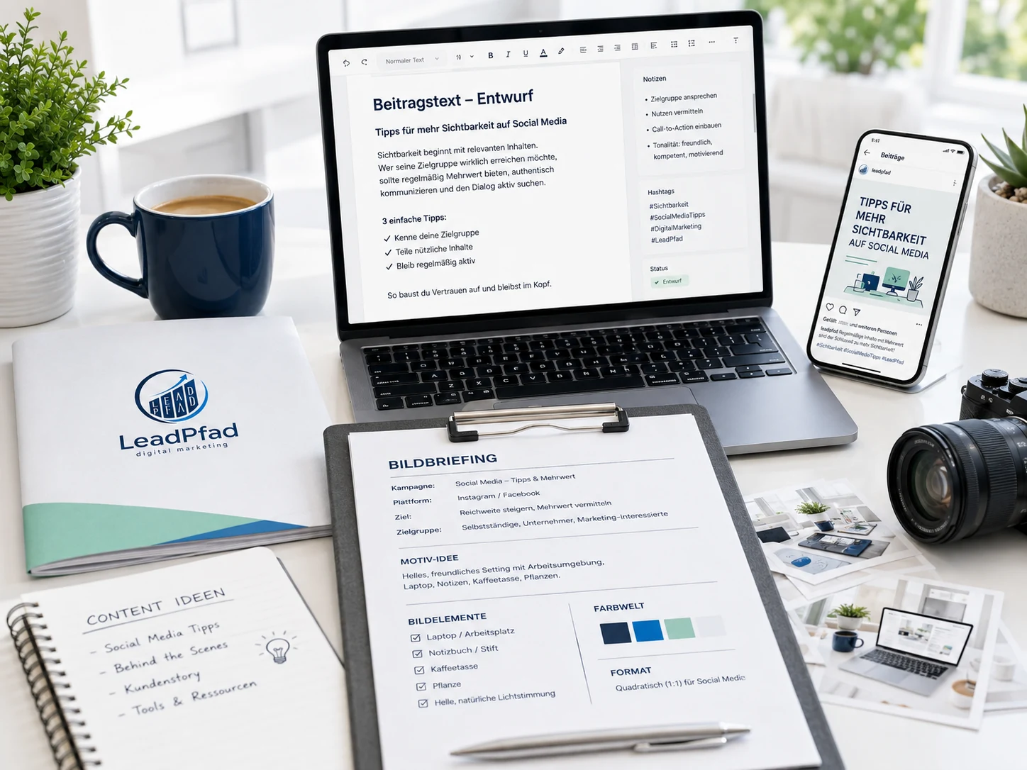 Beitragstexte und Bildbriefings für Social Media Content