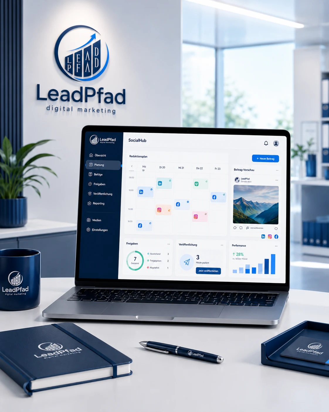 LeadPfad SocialHub als vertikales Social-Media-Portalbild