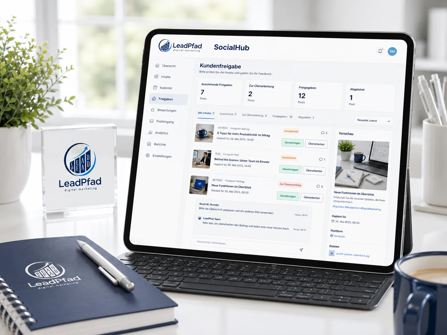 Kundenfreigabe im LeadPfad SocialHub