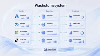 LeadPfad Wachstumssystem mit Marketingkanälen, Daten und Ergebnissen