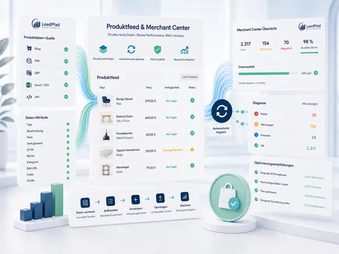 Produktfeed und Merchant Center mit Datenqualität, Diagnosen und Optimierung